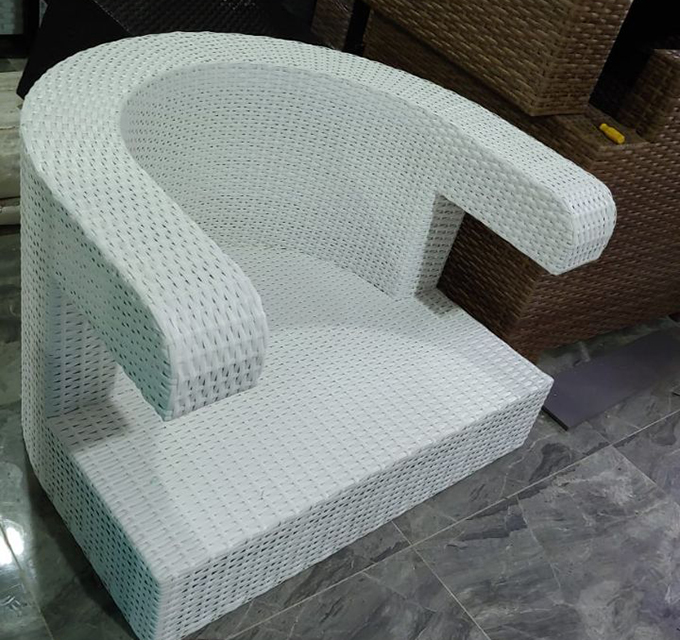 white plastic rattan for chair